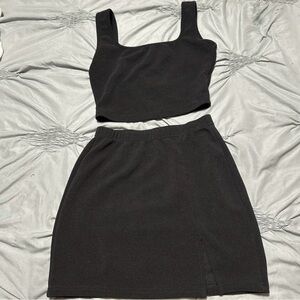 SHEIN Black Mini Skirt Set